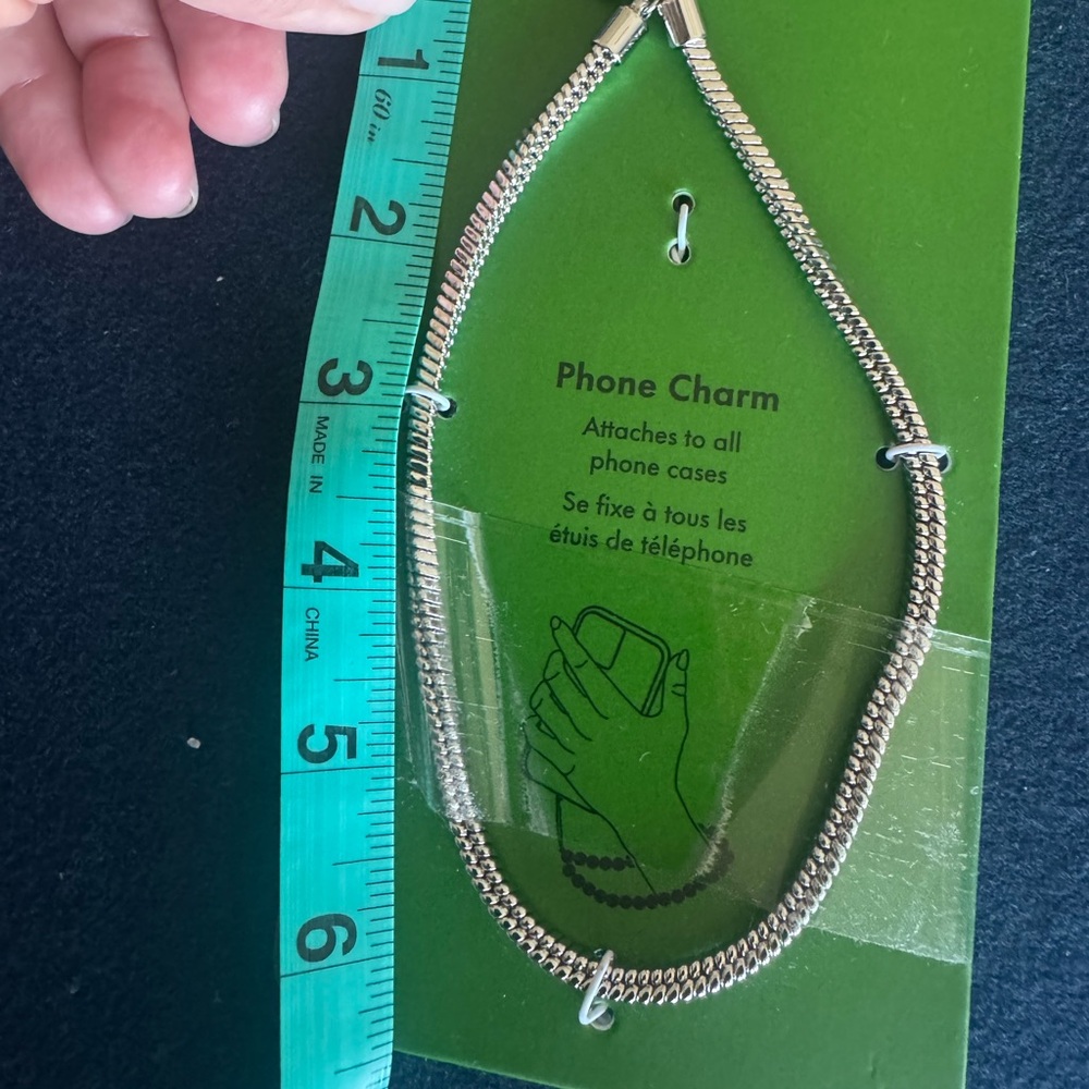 Kate Spade Silver Phone charm with chain! Attaches to all phone! Add some FUN♠️ - Picture 2 of 6
